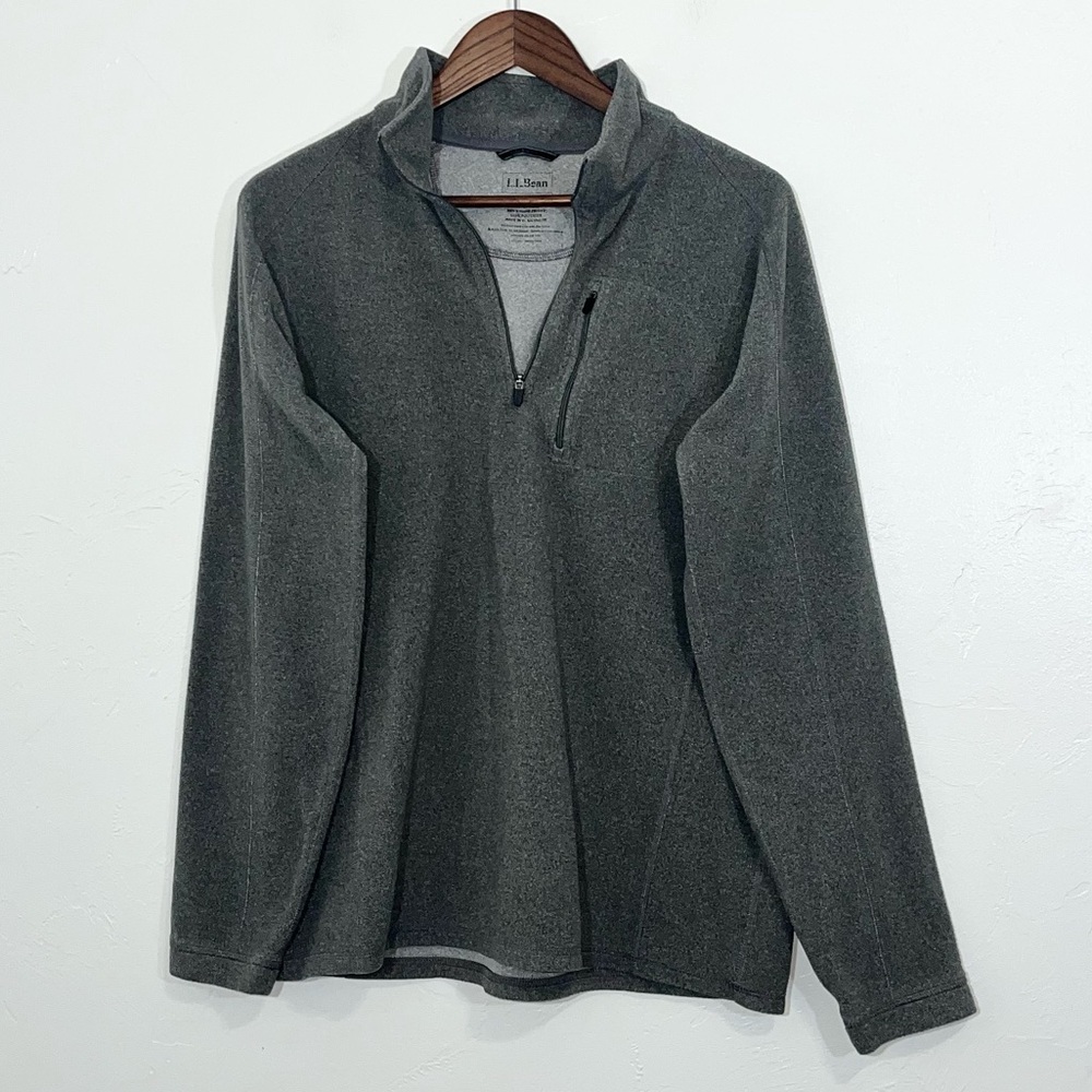 L. L. Bean Gray Quarter Zip Fleece Pullover Medium Tall